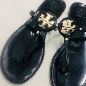 Black & gold tory burch sandals